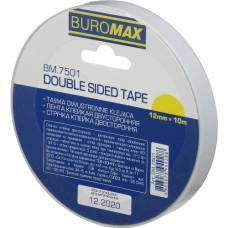 стрічка клейка Buromax двостороння 12мм./10м.  ВМ.7501  (1/72)