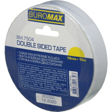 стрічка клейка Buromax двостороння 18мм./10м.  ВМ.7504  (1/72)