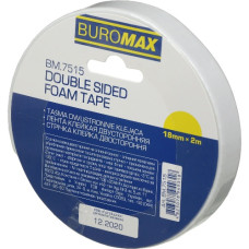 стрічка клейка Buromax двостороння піна 18мм./2м.  ВМ.7515  (1/72)