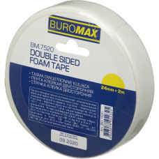 стрічка клейка Buromax двостороння піна 24мм./2м.  ВМ.7520  (1/144)