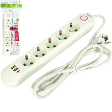 подовжувач з вимикачем 3м. на 5 гнізд + 2 USB + 1 Type-C  499/122760  (60)