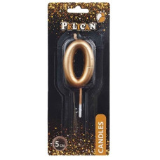 свічка для торту Pelican 5см. золото цифра "0"  865010  (12)
