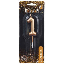 свічка для торту Pelican 5см. золото цифра "1"  865011  (12)