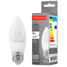 лампочка світлодіодна (LED-лампа) Titanum C37 6W E27 4100K 220V  TLC3706274