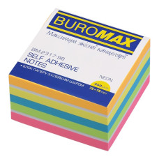 блок з клейким шаром Buromax 76х 76мм. 450арк. неон асорті + білий  ВМ.2317-98  (6/48)
