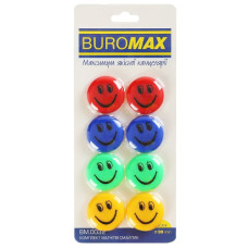 комплект магнітів Buromax Смайлик кольорові 8шт./30мм.  ВМ.0032  (24/288)