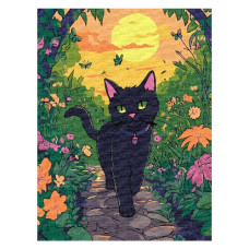 картина за номер. Ідейка 30х40см. "Котик у саду"  КНО6805