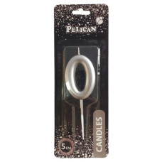 свічка для торту Pelican 5см. срібло цифра "0"  865020  (12)