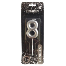 свічка для торту Pelican 5см. срібло цифра "8"  865028  (12)