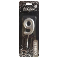 свічка для торту Pelican 5см. срібло цифра "9"  865029  (12)