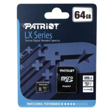 карта пам`яті Patriot LX Series micro SDHC  64Gb Class10  UHS-I + адаптер
