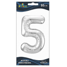 кулька-цифра фольгована Pelican  80см. срібло "5"  830825  (5/50)