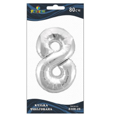 кулька-цифра фольгована Pelican  80см. срібло "8"  830828  (5/50)