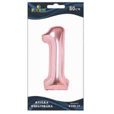 кулька-цифра фольгована Pelican  80см. рожеве золото "1"  830831  (5/20)