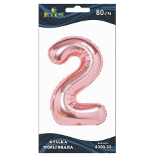 кулька-цифра фольгована Pelican  80см. рожеве золото "2"  830832  (5/20)