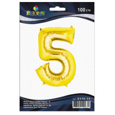 кулька-цифра фольгована Pelican 100см. золото "5"  831015  (5/50/500)