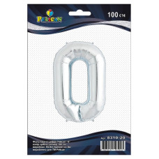кулька-цифра фольгована Pelican 100см. срібло "0"  831020  (5/50/500)