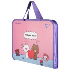 тека-портфель YES FC на блискавці з тканинними ручками "Line Friends Choco and Cony"  492239 (12/48)