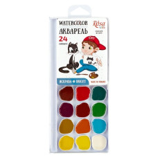фарби акварельні ROSA Kids "Cats with a Boy" 24кол. без пензлика  301207