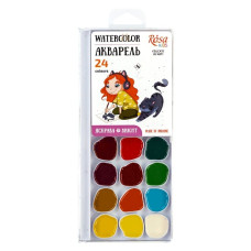 фарби акварельні ROSA Kids "Cats with a Girl" 24кол. без пензлика  301208