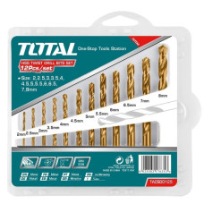набір свердел по металу Total HSS-TIN 12шт., 2-8мм. в пл. кейсі  TACSD0125