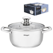 каструля Ringel Grey Line нержав. з кришкою 24см. 5,5л.  RG-2022-24