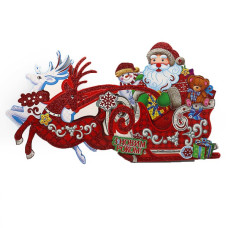 плакат новорічний 2129-2 "Новорічна упряжка" 35х19см. укр. напис  (10)