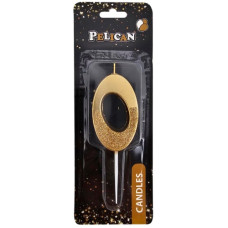 свічка для торту Pelican з блискітками 5см. золото цифра "0"  863300  (12)