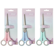ножиці Buromax Pastel офісні 17см., ручки з гумовими вставками, на бліст.  ВМ.4504  (12/144)
