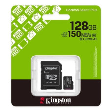 карта пам`яті Kingston micro SDXC 128Gb  Canvas Select Plus Gen3 Class 10 (R-150MB/s) + SD адаптер