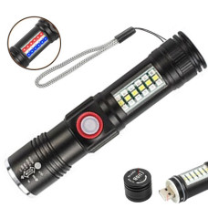 ліхтарик з Li-Ion акум., Alarm, ремінець, zoom, зар. USB  SY-1903C-P50+SMD+RGB