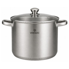 каструля Vinnarc Classic нержав. зі скляною кришкою 11л. 26х21см., індукц.  VN-5311
