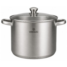 каструля Vinnarc Classic нержав. зі скляною кришкою 13л. 28х22см., індукц.  VN-5313