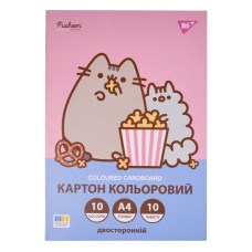 картон кольоровий YES "Pusheen" двосторонній А4/10арк. в папці  955464  (25)