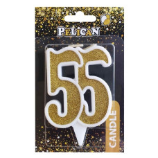 свічка для торту Pelican 7см. ювілейна золото "55"  867155  (32)