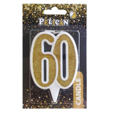 свічка для торту Pelican 7см. ювілейна золото "60"  867160  (32)