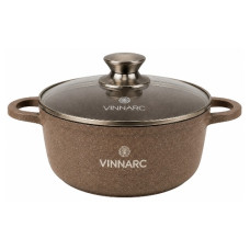 каструля Vinnarc з антипригарним мармуровим покриттям та скляною кришкою 3,2л. 22см.  BL-0322NS