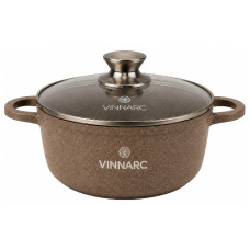 каструля Vinnarc з антипригарним мармуровим покриттям та скляною кришкою 4,5л. 24см.  BL-0324NS