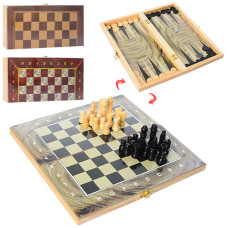 шахи дерев`яні 3в1 (шахи, шашки, нарди) в кул. 27,5х14х3,5см.  28ACD  (60)