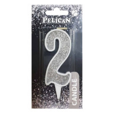 свічка для торту Pelican 7см. срібло цифра "2"  867022  (12)