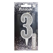 свічка для торту Pelican 7см. срібло цифра "3"  867023  (12)