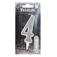 свічка для торту Pelican 7см. срібло цифра "4"  867024  (12)