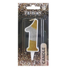 свічка для торту Pelican 7см. комбінована срібно-золота цифра "1"  867031  (12)