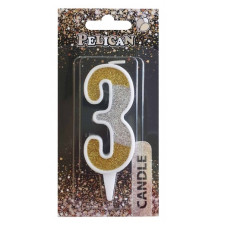 свічка для торту Pelican 7см. комбінована срібно-золота цифра "3"  867033  (12)