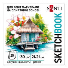 скетчбук Santi для спиртових маркерів "Relax" 21х21см., 25арк., 130гр./м2, клеєний  743217  (3)