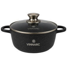 каструля Vinnarc з антипригарним мармуровим покриттям та скляною кришкою 5,5л. 26см.  BL-0326NS