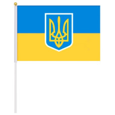 прапор України 30х45см. з тризубом зі штоком (поліестер)  780057  (10/300)