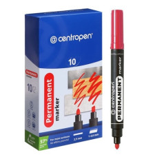 маркер Centropen 8566 круглий товстий червоний 2,5мм.  (10/200)