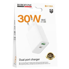 зарядний пристрій Borofone Stellar PD30W + QC3,0 на 1 USB + 1 Type-C  BA108A