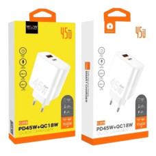 зарядний пристрій PD 45W PD USB-C + USB QC3.0 18W  WUW-C209